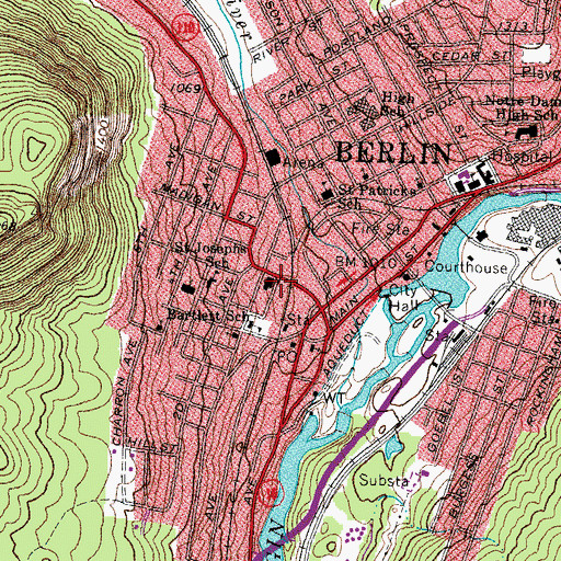 Topographic Map of Berlin Police Department, NH