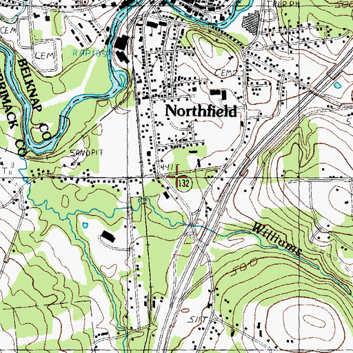Topographic Map of Northfield Police Department, NH