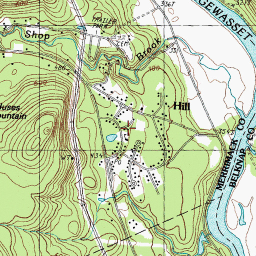 Topographic Map of Hill Police Dept, NH