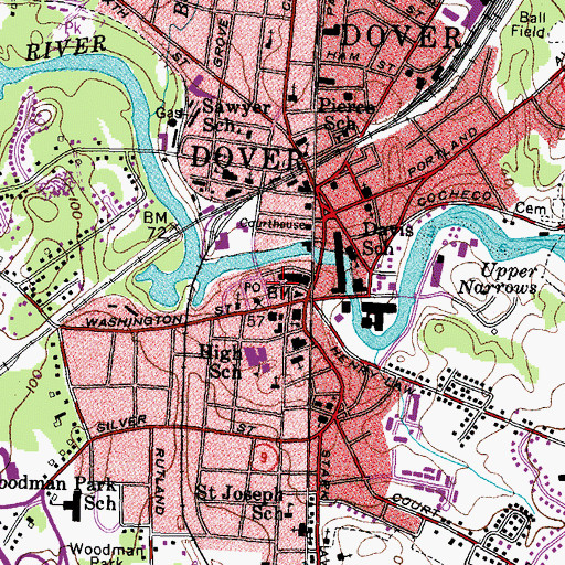 Topographic Map of Dover Police Department, NH