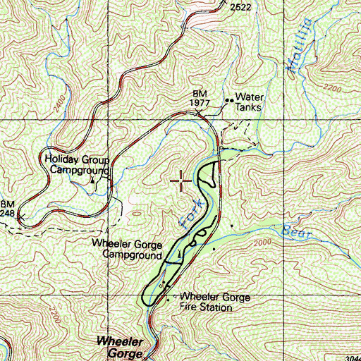 Topographic Map of Bellyache Springs, CA