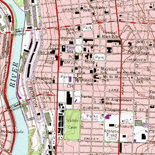 Topographic Map of Hillsborough Sheriff Office, NH