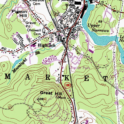 Topographic Map of Newmarket Police Department, NH
