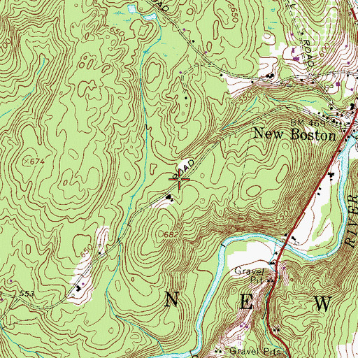 Topographic Map of New Boston Police Department, NH