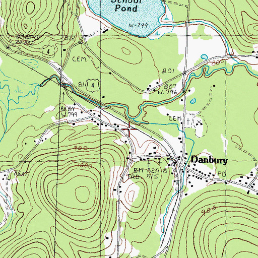 Topographic Map of Danbury Police Dept, NH
