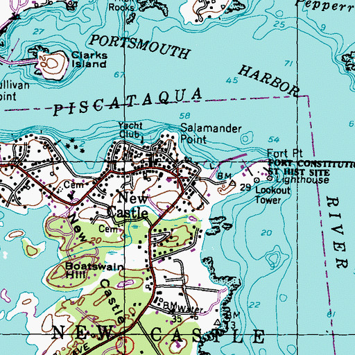 Topographic Map of New Castle Police Dept, NH