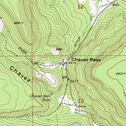 Topographic Map of Chavez Pass, AZ