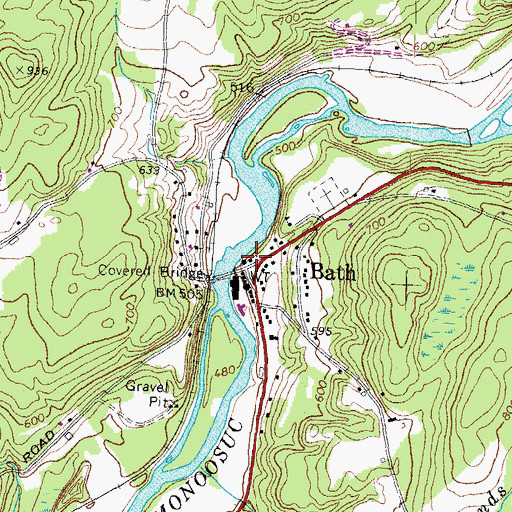 Topographic Map of Bath Police Department, NH