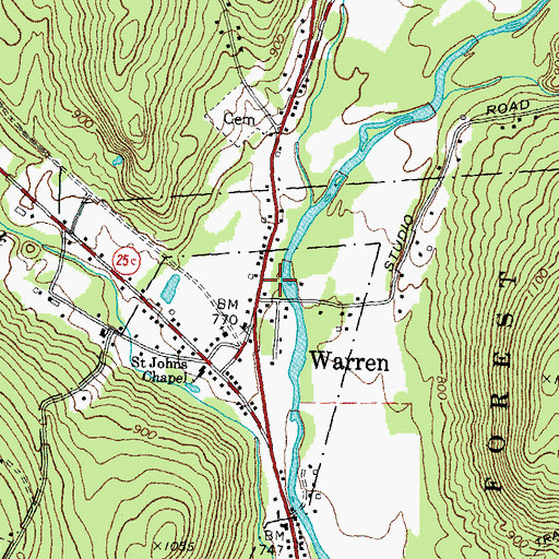 Topographic Map of Warren Police Department, NH