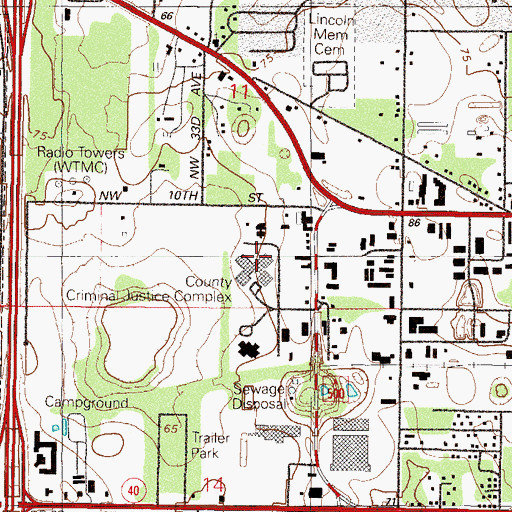 Topographic Map of Marion County Jail, FL