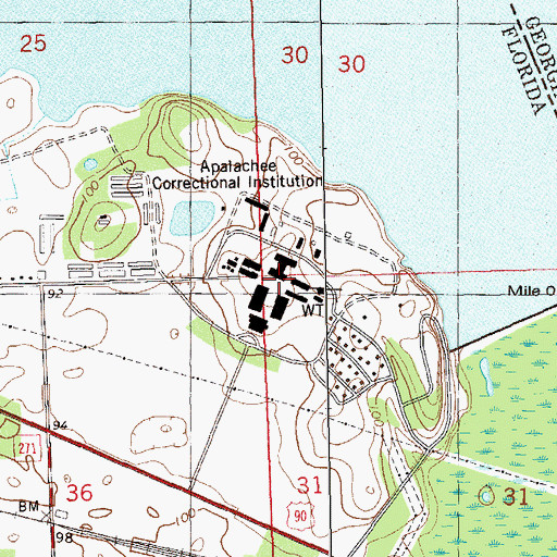 Topographic Map of Apalachee Correctional Institution East Unit, FL