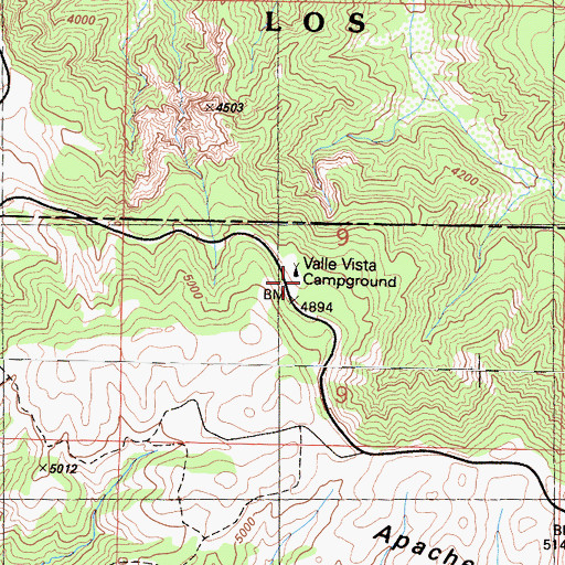 Topographic Map of Valle Vista Campground, CA