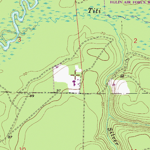 Topographic Map of Okaloosa Correctional Institution, FL