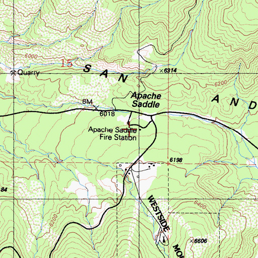 Topographic Map of United States Forest Service Los Padres National Forest Station 73 - Apache Saddle, CA