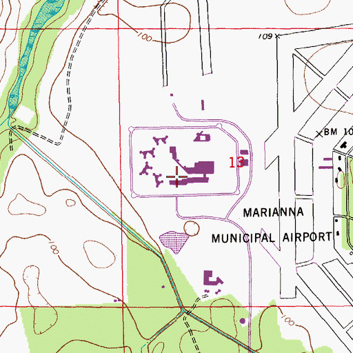 Topographic Map of Federal Correctional Institution Marianna, FL