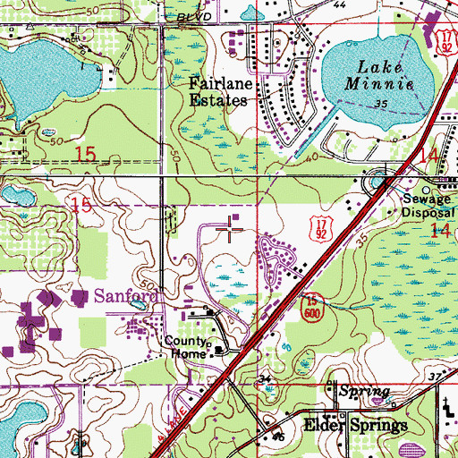 Topographic Map of John E Polk Correctional Facility, FL