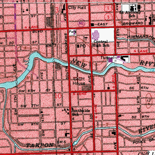 Topographic Map of Broward County Main Jail, FL