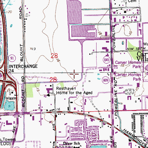Topographic Map of Broward County Paul Rein Detention Facility, FL