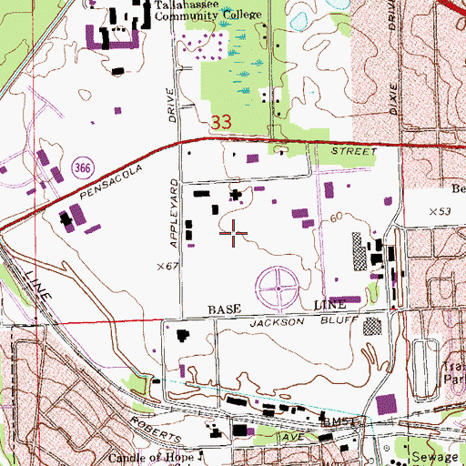 Topographic Map of Leon County Jail, FL