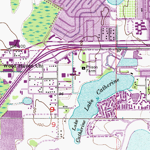 Topographic Map of Orange County Jail Facilities, FL