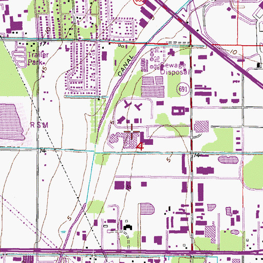 Topographic Map of Pinellas County Jail, FL