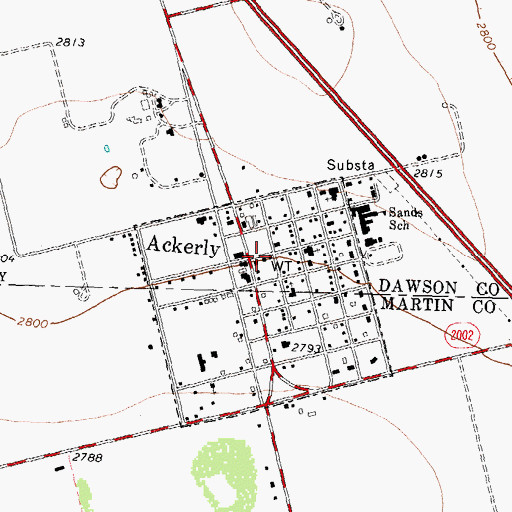 Topographic Map of Ackerly City Hall, TX