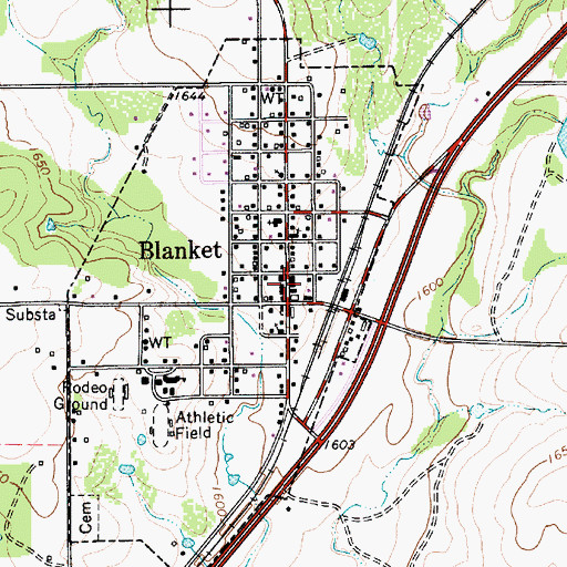 Topographic Map of Blanket City Hall, TX