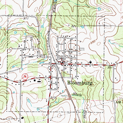 Topographic Map of Bloomburg City Hall, TX