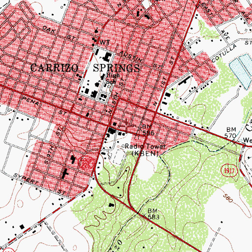 Topographic Map of Carrizo Springs City Hall, TX