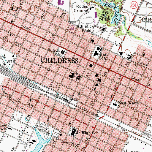 Topographic Map of Childress City Hall, TX