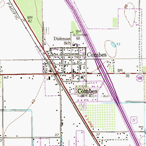 Topographic Map of Combes Town Hall, TX