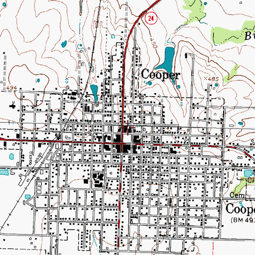 Topographic Map of Cooper City Hall, TX