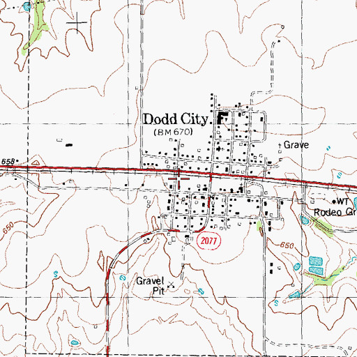 Topographic Map of Dodd City Hall, TX