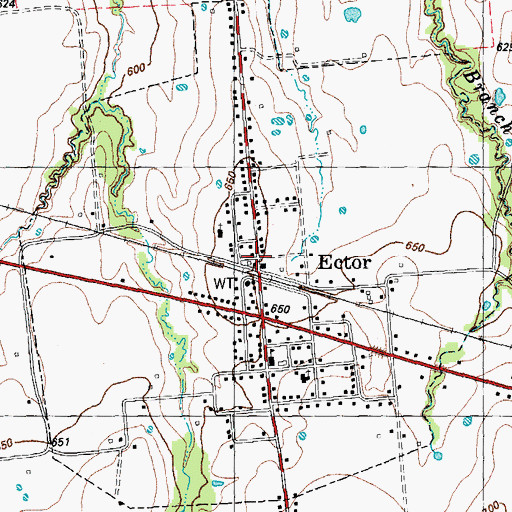 Topographic Map of Ector City Hall, TX
