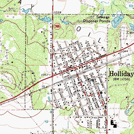 Topographic Map of Holliday City Office, TX