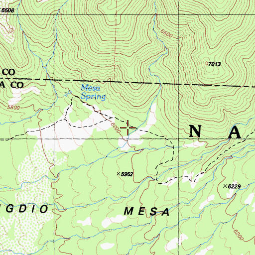 Topographic Map of Mesa Spring Campground, CA