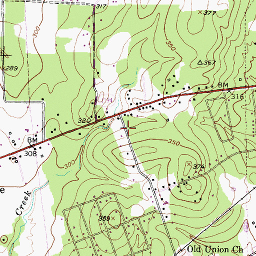 Topographic Map of Hudson City Hall, TX