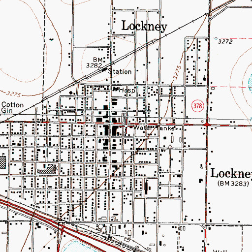 Topographic Map of Lockney City Hall, TX