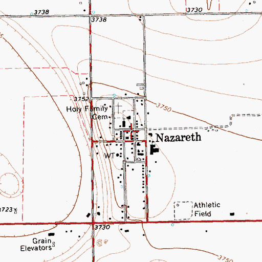 Topographic Map of Nazareth City Hall, TX