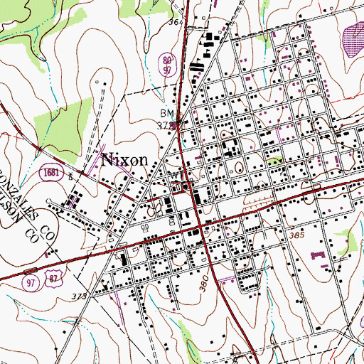 Topographic Map of Nixon City Hall, TX