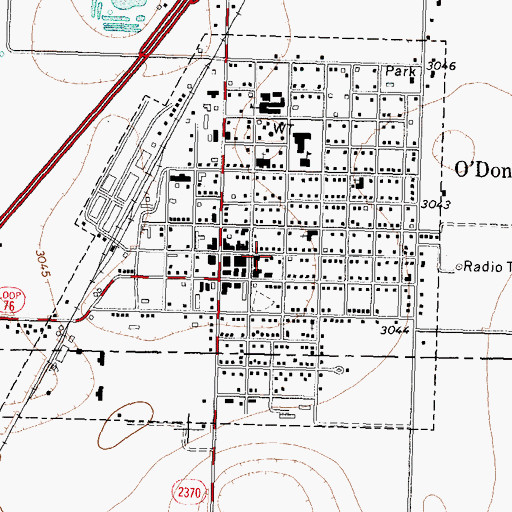 Topographic Map of O'Donnell City Hall, TX