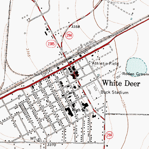 Topographic Map of White Deer City Hall, TX
