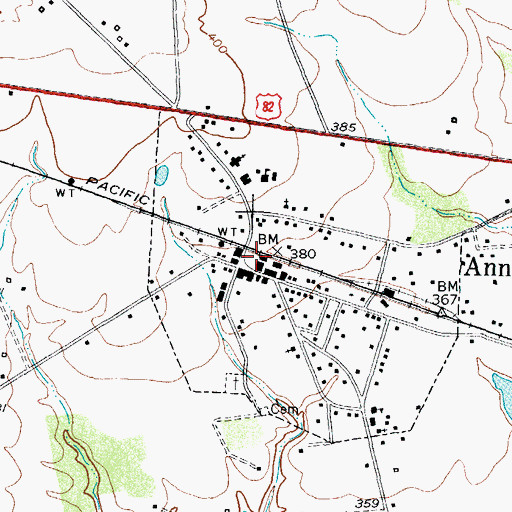 Topographic Map of Annona City Hall, TX