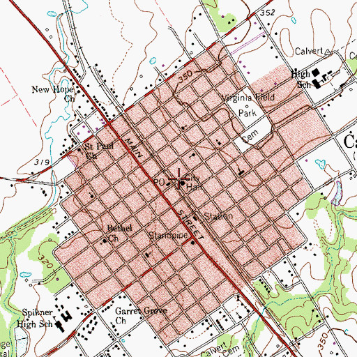 Topographic Map of Calvert City Hall, TX