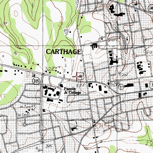 Topographic Map of Carthage City Hall, TX