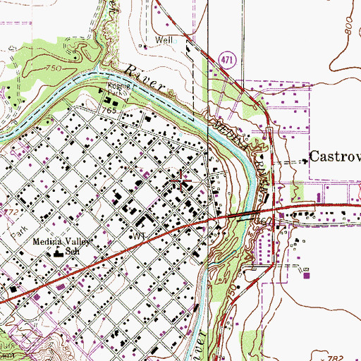 Topographic Map of Castroville City Hall, TX