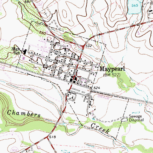 Topographic Map of Maypearl City Hall, TX