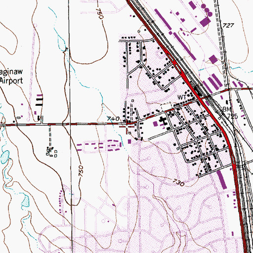Topographic Map of Saginaw City Hall, TX