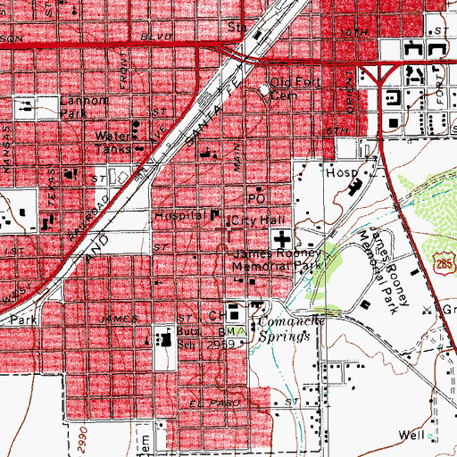 Topographic Map of Fort Stockton City Hall, TX