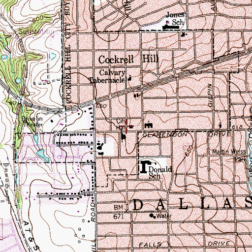 Topographic Map of Cockrell Hill City Hall, TX